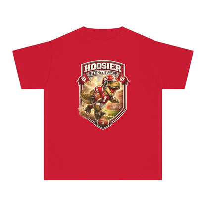 Youth Hoosier Football T‑Shirt — Dinosaur Mascot Game Day Tee